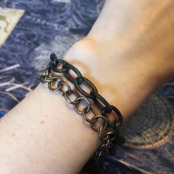 Rustic Chunky Double Chain Bracelet! - Picture 5 of 7